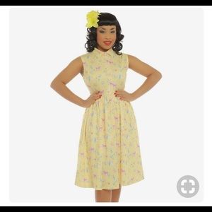 'Tallulah' Yellow Woodland Folk Print Swing Dress